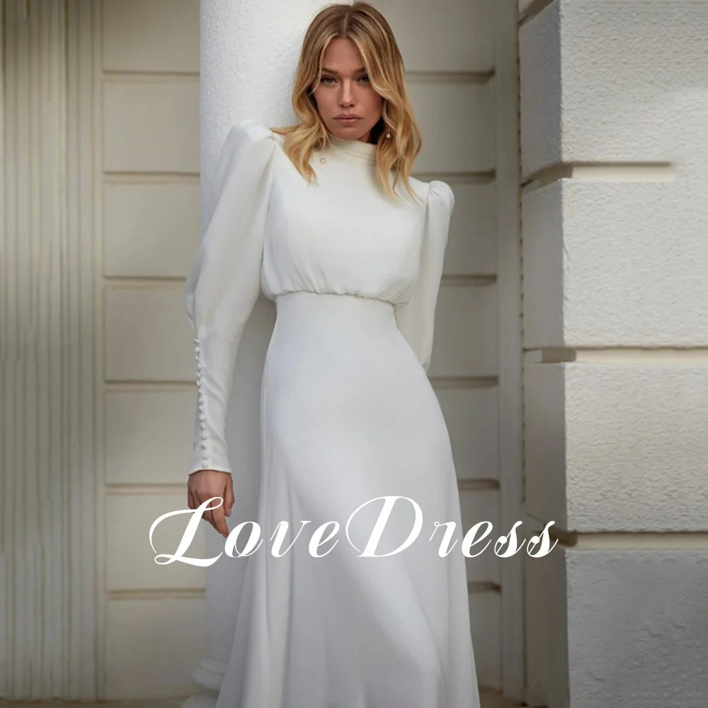 White Bridesmaid Dresses: Modern High Neck White Chiffon Wedding Dress For Women