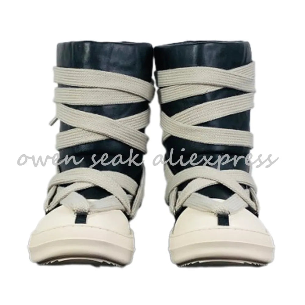 Owen Seak Women Snow Boots High-TOP Sneakers Men PU Leather Luxury Trainers