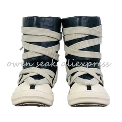 Owen Seak Women Snow Boots High-TOP Sneakers Men PU Leather Luxury Trainers Big Lace Casual Black Shoes Size