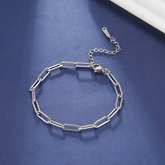 Skyrim Friendship Paperclip Link Chain Men Women Girls Stainless Steel Gold Color Bracelets Minimalist Jewelry Valentine Gift