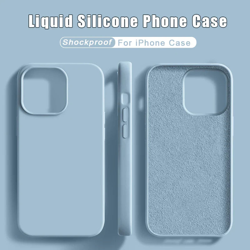 Luxury Liquid Silicone Phone Case For iPhone 15 13 12 11 14 Pro Max Bumper Cover 15 Plus Shockproof Protective Cases Accessories