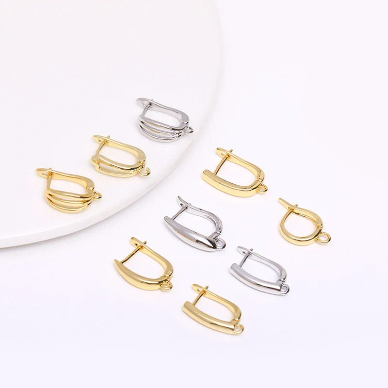 14K Gold Plated Brass Earrings Hooks Round Hoop Earrings,Earring Fixtures,Fasteners For Earrings,DIY Earring Making Accessories