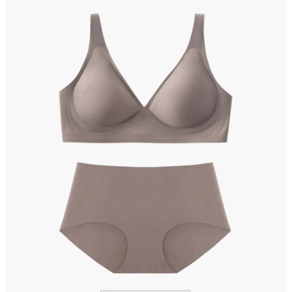 Bra and Panties No Wires Jelly Muscle Bra Comfortable Underwear Set for Women