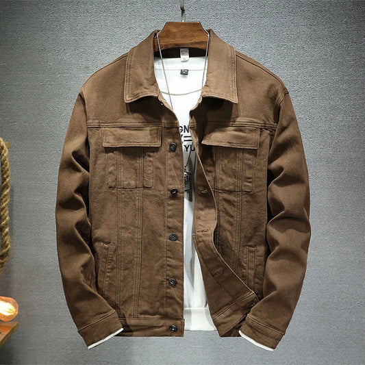 Men's brown denim jacket Spring and Autumn Fashion Clothing