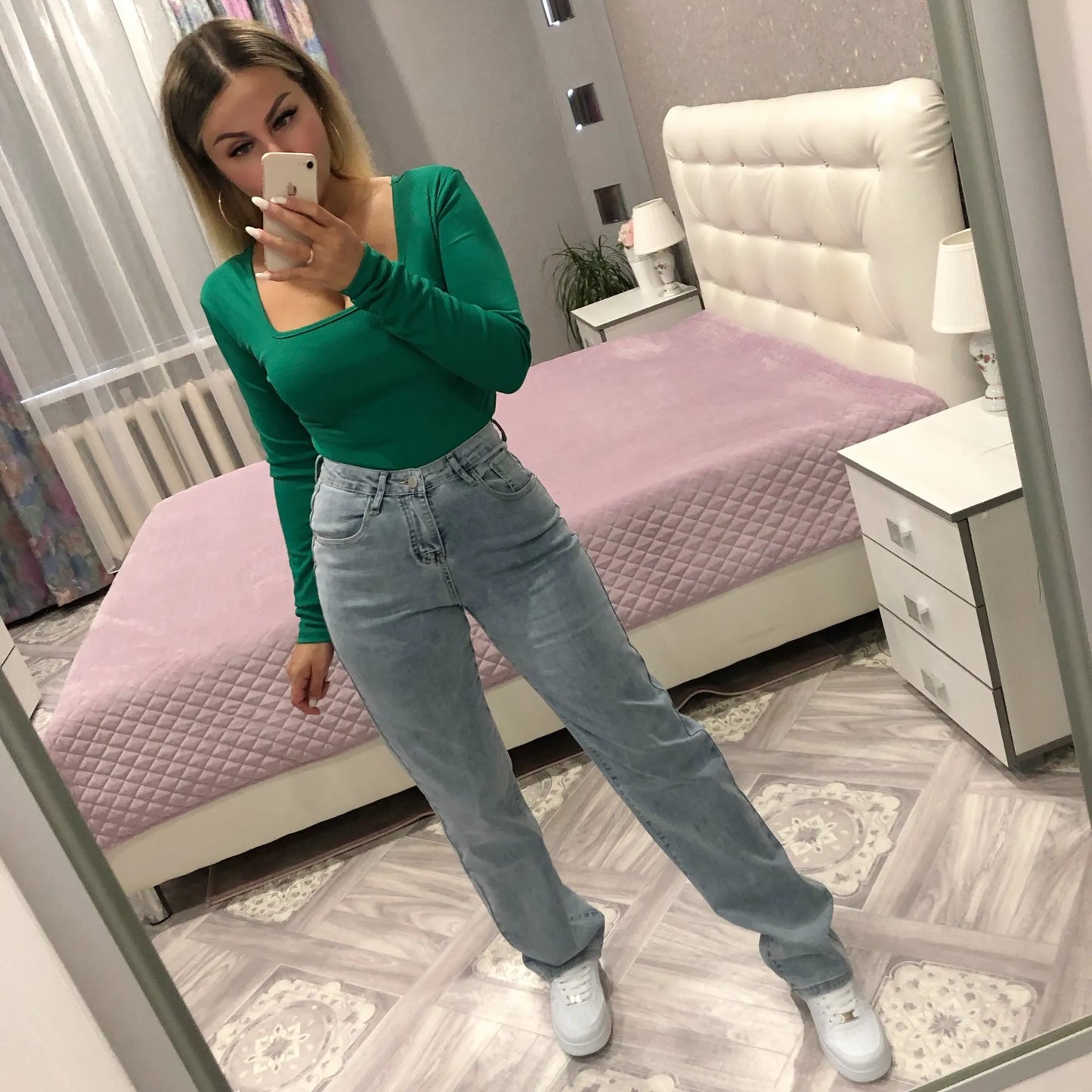 High Waist Straight Jeans Women Vintage Classic Boyfriend High Street Full Length Denim Pants