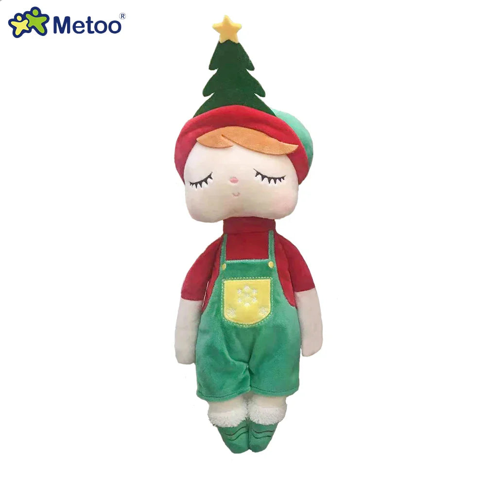 Metoo Angela Christmas Doll Soft Stuffed Winter Snow Elk Fashion Doll Collection Plush Toys Dolls for Girls Boys Xmas Gift