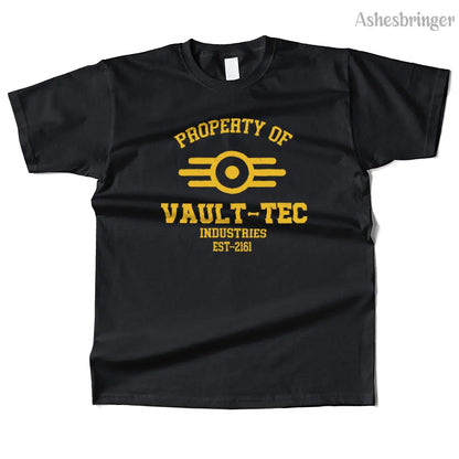 Mens Cotton Property of Vault Tec Graphic T Shirt Street Casual Style Tee for Men and Women