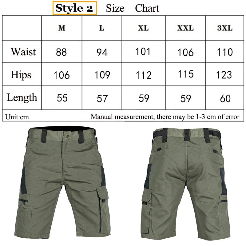 Men Cargo Shorts Quick Dry Tactical Short Pants Multi-Pocket Shorts Men's
