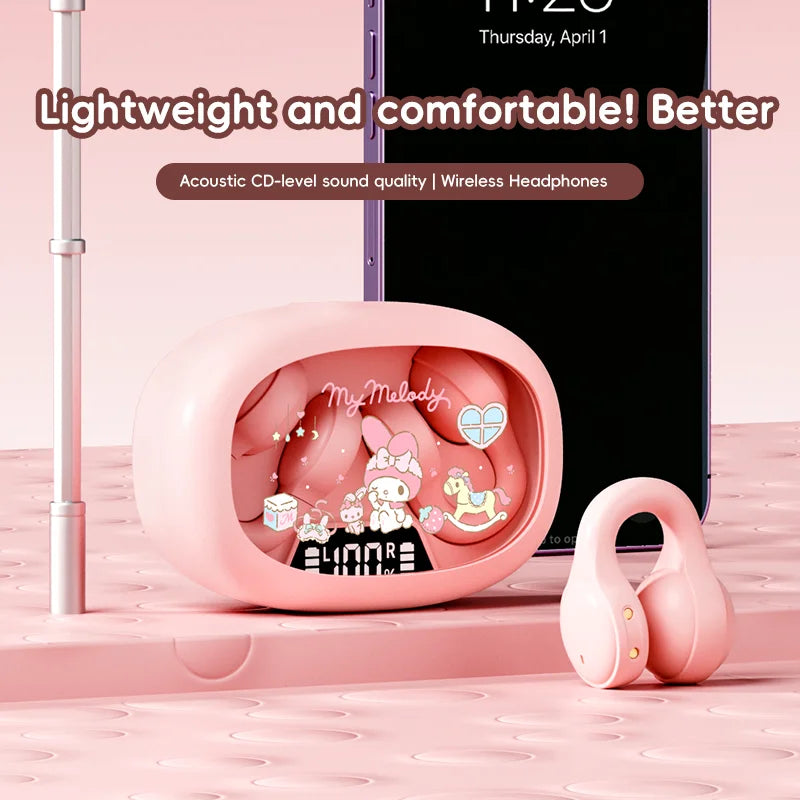 X53 Wireless Headphones Bluetooth Headset Smart Digital Display Volume Adjustment Cute Cartoon Ear Clip Wearing Comfortable