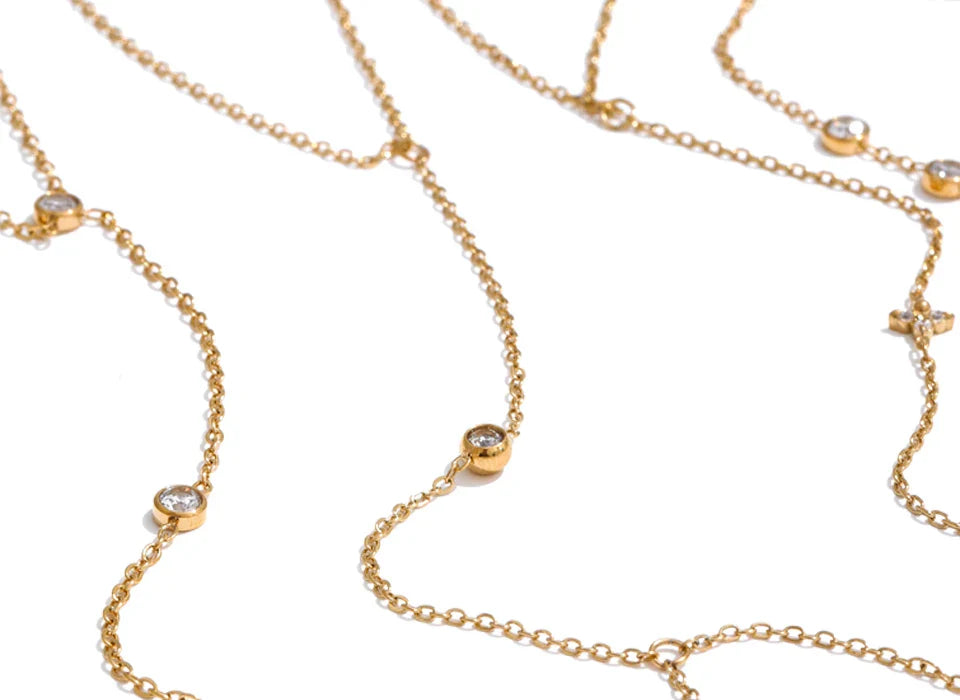 Yhpup Hot Style Zirconia Round Back of Hand Chain Finger Bracelet Bangle Stainless Steel Chic Fashion Jewelry Wholesale 2025 New