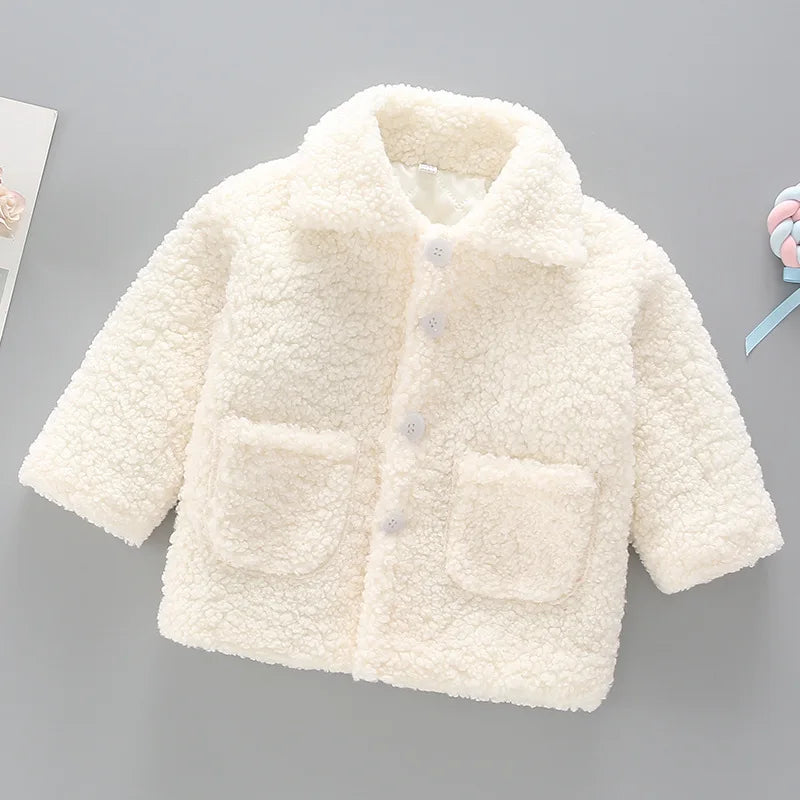 Plush Girls Jacket Keep Warm Outerwear Fashion Little Princess Christmas Coat