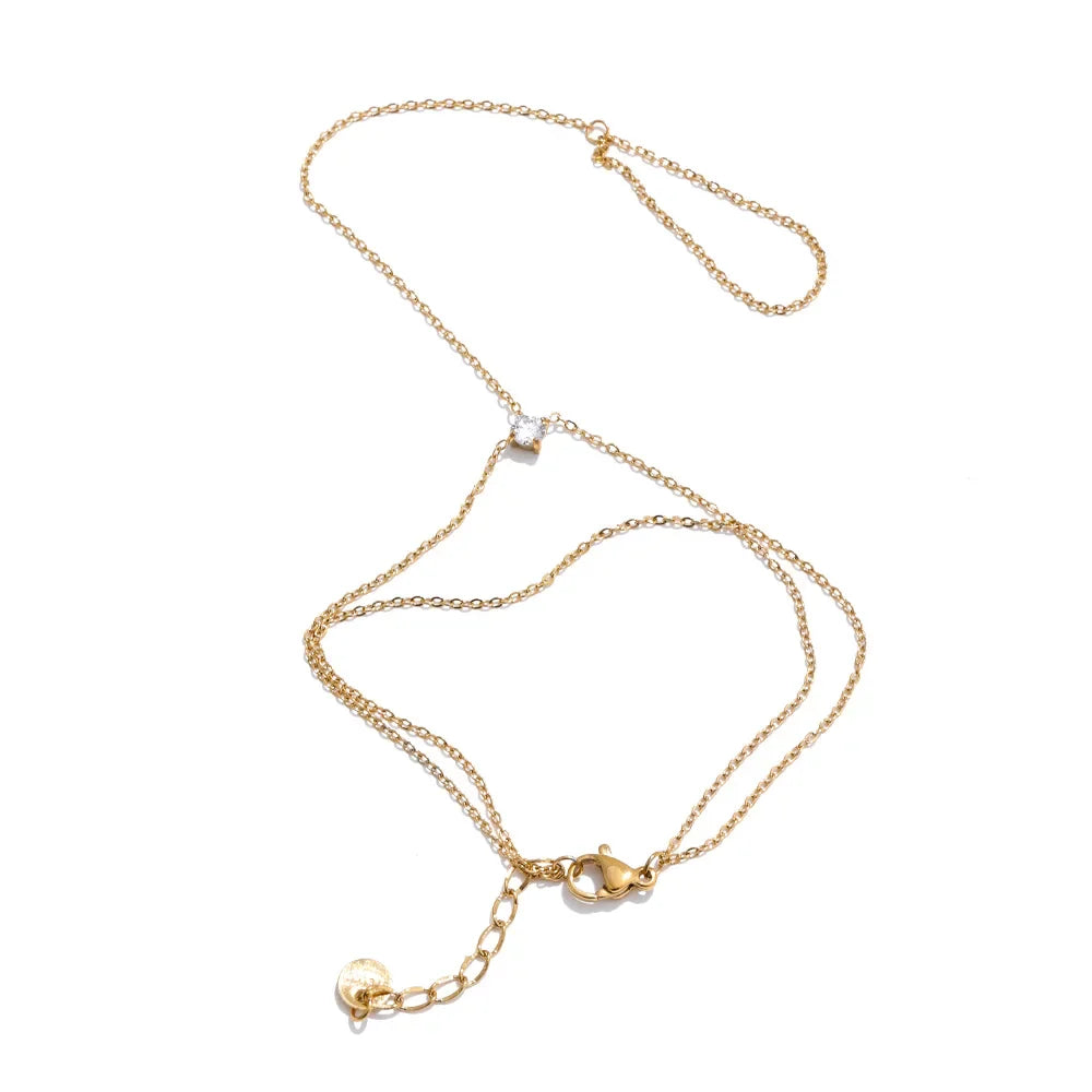 Yhpup Hot Style Zirconia Round Back of Hand Chain Finger Bracelet Bangle Stainless Steel Chic Fashion Jewelry Wholesale 2025 New