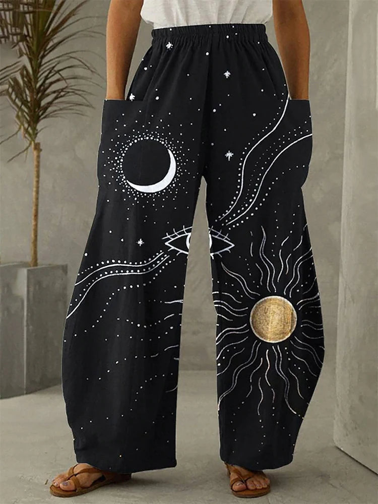 Galaxy Sky Full Length Wide Leg Pants 3D All Over Print Thin Hipster Fashion Summer