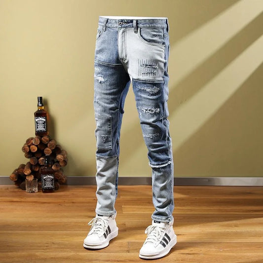 Blue Hole Trend Small Foot Pants Men's Casual Slim Comfortable Breathable