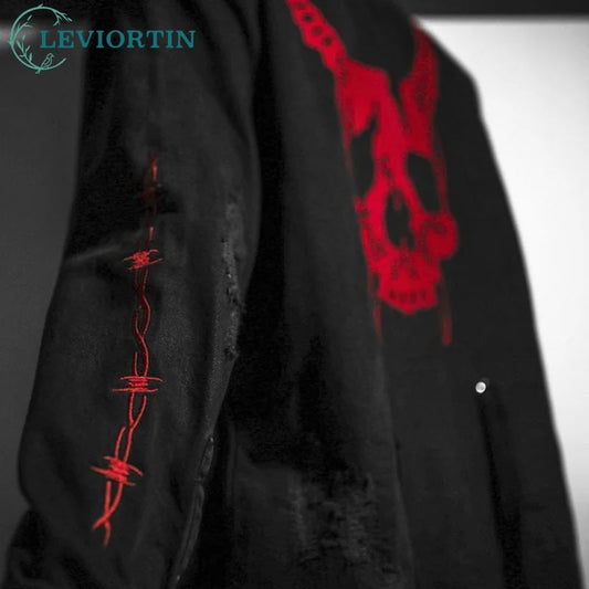 Gothic Demon Hunter Skull Black Denim Jacket