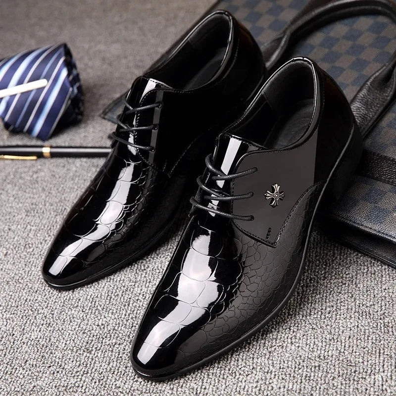 Men's  Leather Shoes Black Soft Leather Soft Bottom Spring And Autumn Best Man Men's Business Formal Wear plus size 38-48