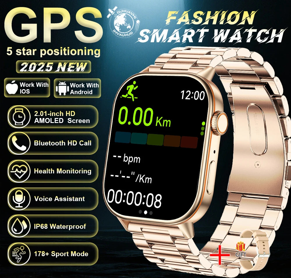 2025 Military GPS Smart Watch Men Flashlight Compass Waterproof Outdoor Sports Tracker Bluetooth Call Smartwatch For Android IOS