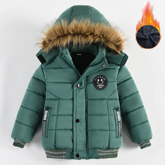 Boys Jacket Warm Fur Collar Fashion Baby Girls Coat