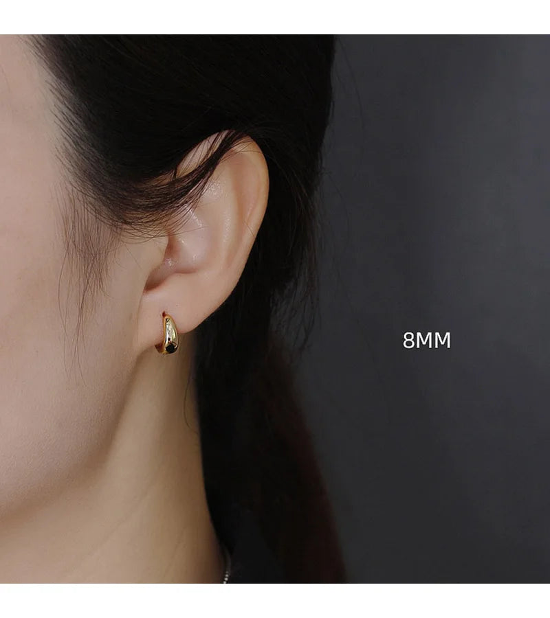 TrustDavis Real 925 Sterling Silve Fashion Inside Diameter 6 7 8 9 10mm Hoop Earrings For Women Men Personality Jewelry DG0132