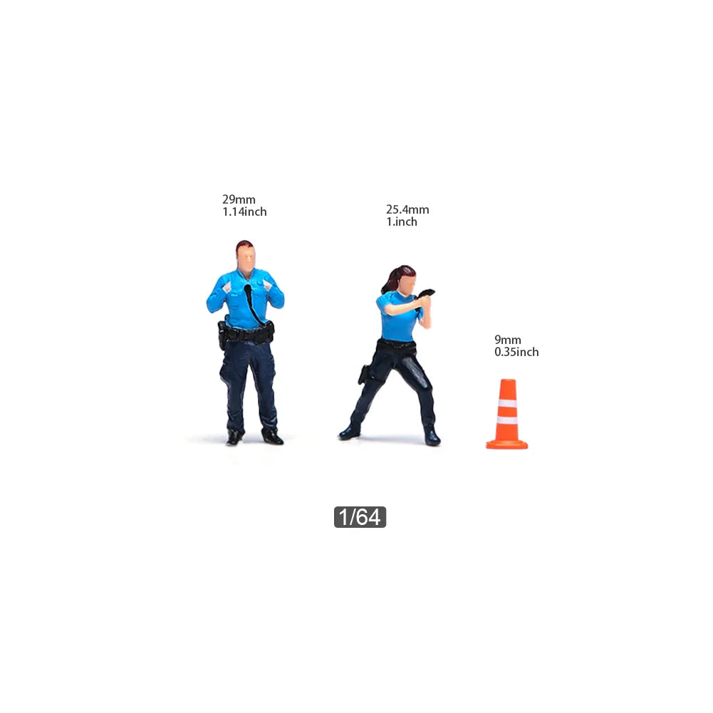 Painted Miniatures 1/64 Scale Beauty Handsome Boy Policeman Girls Male Female Scene Figure Model For Car Vehicles Decorate