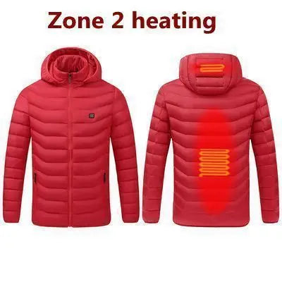 19 Areas USB Heated Jacket Men Winter Thermal Coat Electric Heating Jacket Hooded