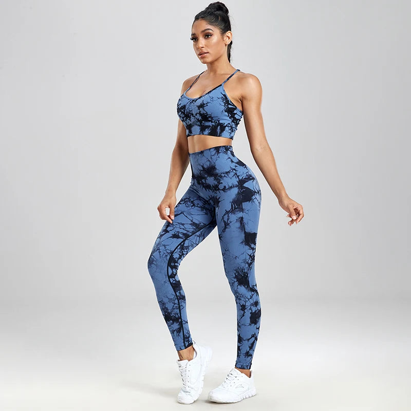 Yoga Sets Printing 1/2/3 PCS Gym Set For Women Seamless Leggings Bra Shorts