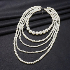 Vintage Imitation Pearl Choker Necklace Art Deco Flapper Accessories for Women White