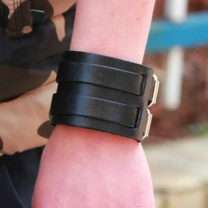 Punk Hip Hop Rock PU Leather Bracelet Unisex Trendy Chain Skull Pentagram Rivet Bracelet Party Jewelry Accessories