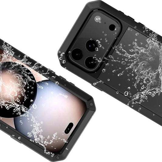 For iPhone 17 Pro Max iPhone Air 17 Pro Metal Case, Heavy Duty Shockproof Tough Rugged Case with Built-in Glass Screen Protector