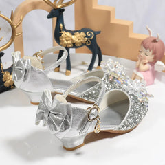 Girls Princess Shoes Performance Crystal Shoes Summer Children High Heels