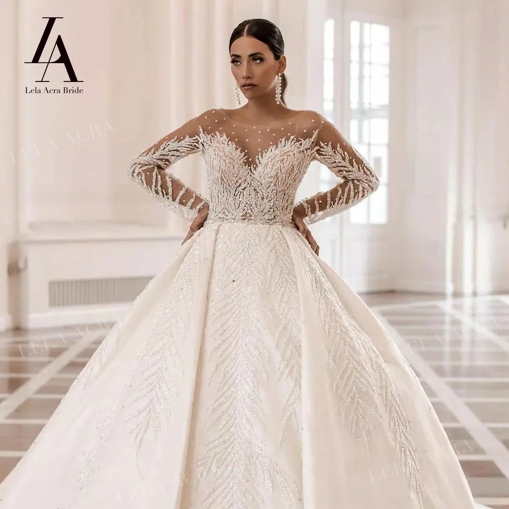 White Bridesmaid Dresses: Wedding Dress Beaded Backless A-Line Princess Bride Gown