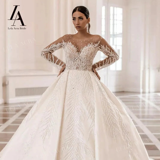 White Bridesmaid Dresses: Wedding Dress Beaded Backless A-Line Princess Bride Gown