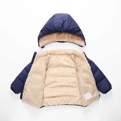 Baby Kids Jackets Boys Winter Thick Coats Warm Cashmere Outerwear For Girls Hooded Jacket Children Clothes Toddler Overcoat 1-6Y