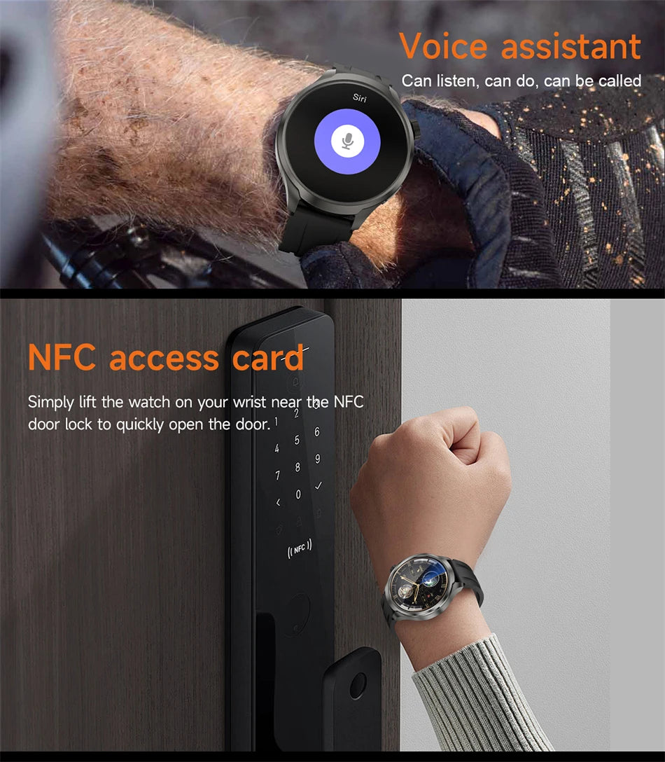 BOXUXING 1.85-inch Smart Watch Men Sport Waterproof Fitness Heart Rate Watches Compass GPS Track NFC Bluetooth Call Smartwatch