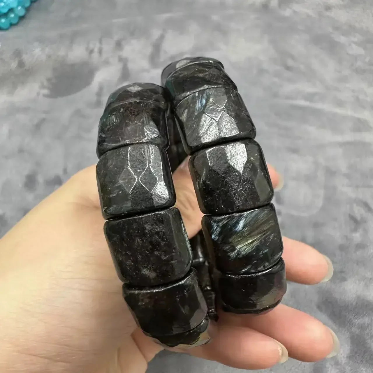 Natural 12x15mm Faceted Stone Unique Crystal Citrine Agate Amethyst Pyrite Fashion Elastic Handcrafted Bracelets Energy Bangles