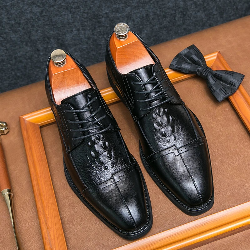 New Luxury Fashion Derby Leather Shoes Business Office Dress Shoes Men Wedding Party Shoes For Man Formal Gentleman Oxford Shoes