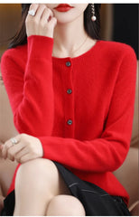 Spring and Autumn  New 100% pure merino cashmere sweater women's O-neck