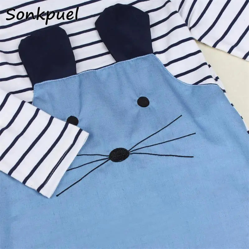 Cotton Dress for 2-8 Years Girls Long Sleeve Stripe Children
