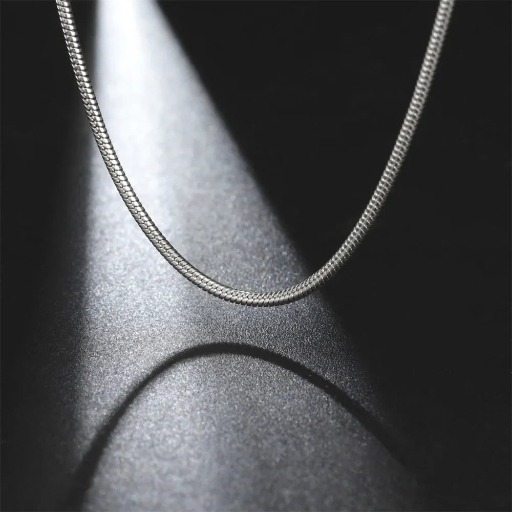 My Shape Round Snake Chain Necklace for Women Men Stainless Steel Link Chain 0.9mm 1.2mm 2mm Chains Choker Fashion Jewelry Gifts
