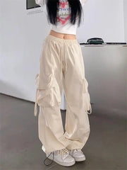 Y2k Cargo Pants Women Streetwear Casual Wide Leg Pants Harajuku Vintage Solid