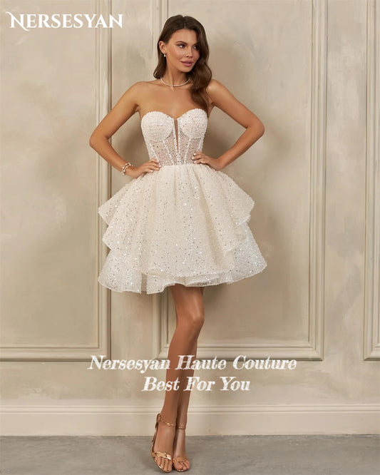 White Bridesmaid Dresses: Wedding Dresses With Detachable Puff Sleeves Off Shoulder