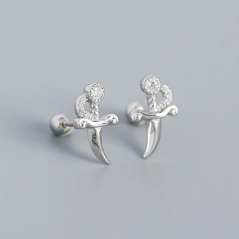 WANTME 925 Sterling Silver Fashion Korean Petal Screw Bead Stud Earrings for Women Charm Ear Bone Piercing Jewelry Accessories
