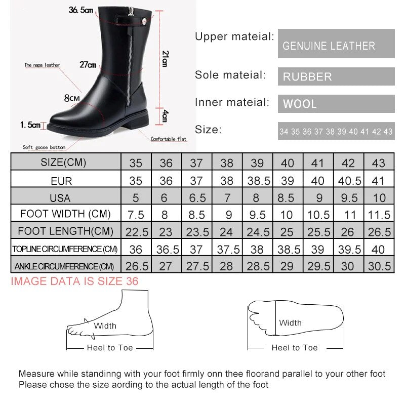 Winter boots women Black Shoes Booties Winter Genuine Leather