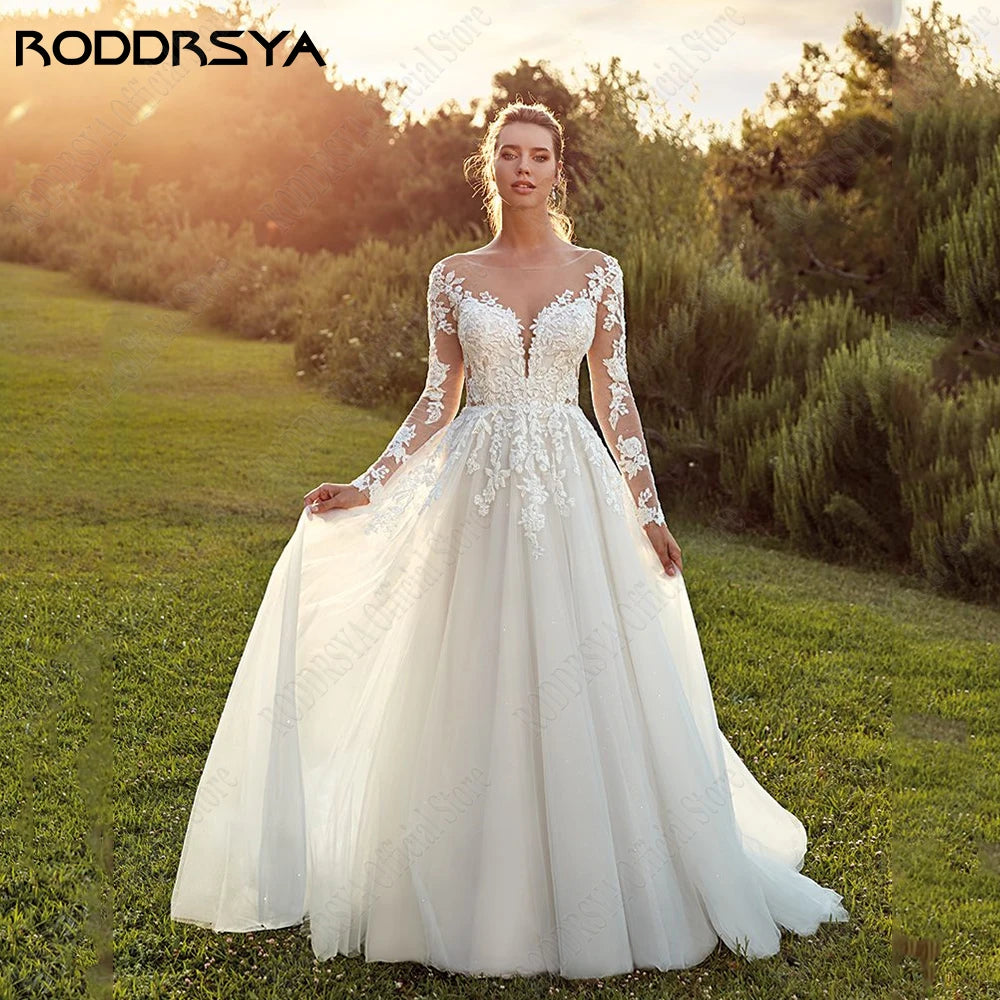 White Bridesmaid Dresses: Wedding Dresses For Woman Long Sleeves Illusion