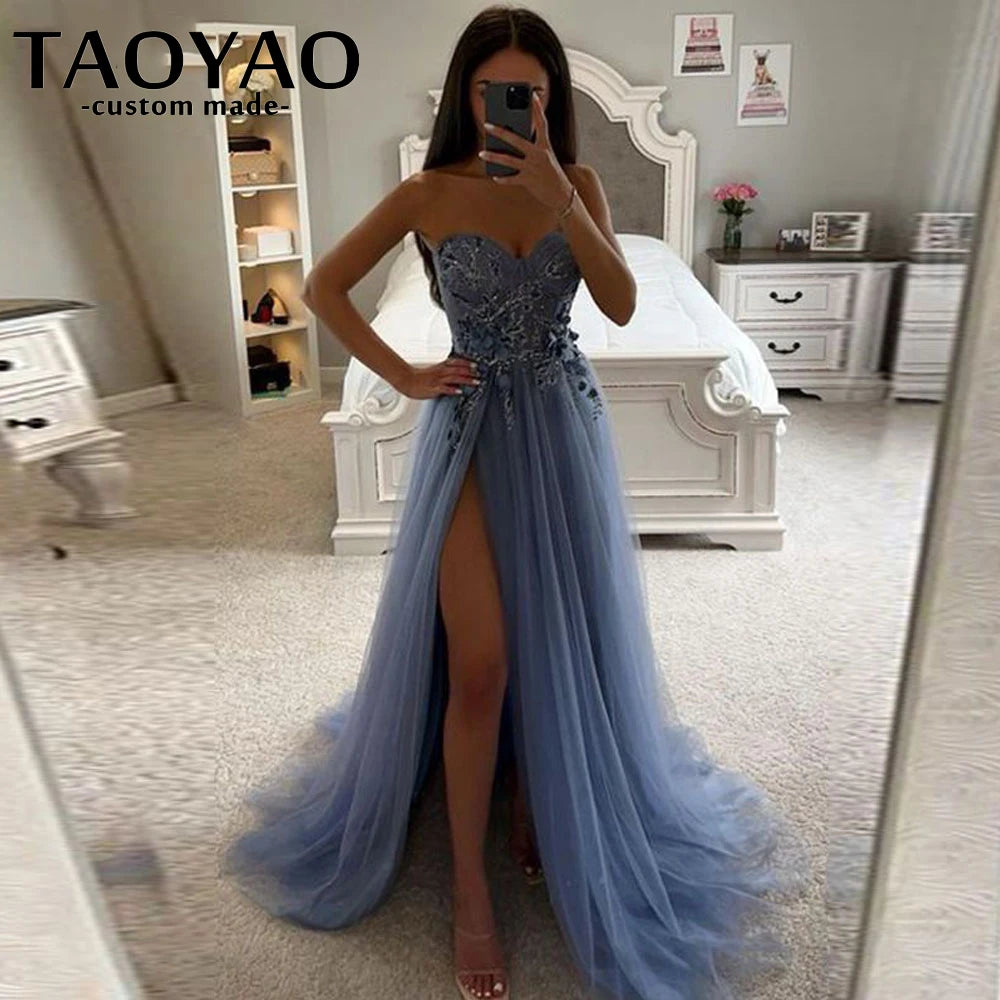 Evening wear Dresses: Evening Dresses Vintage Party Dresses High Side Split Lace