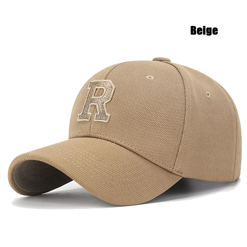 Brand New High Quality R Letter Gold Thread 3D Embroidery Adjustable Elastic Pineapple Cloth Baseball Cap Trucker Hats