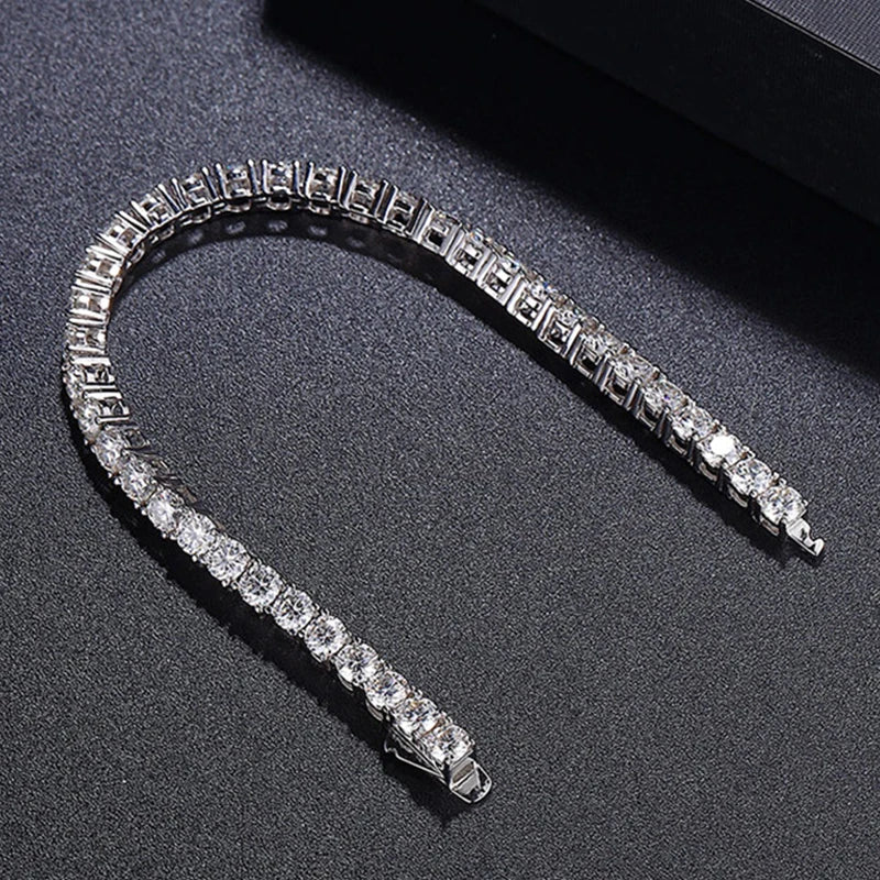 Luxury 2 2.5 3 4 5MM Full Moissanite Tennis Chain Couple Bracelets Plated Gold 925 Sterling Silver Jewelry Gift GRA Certified