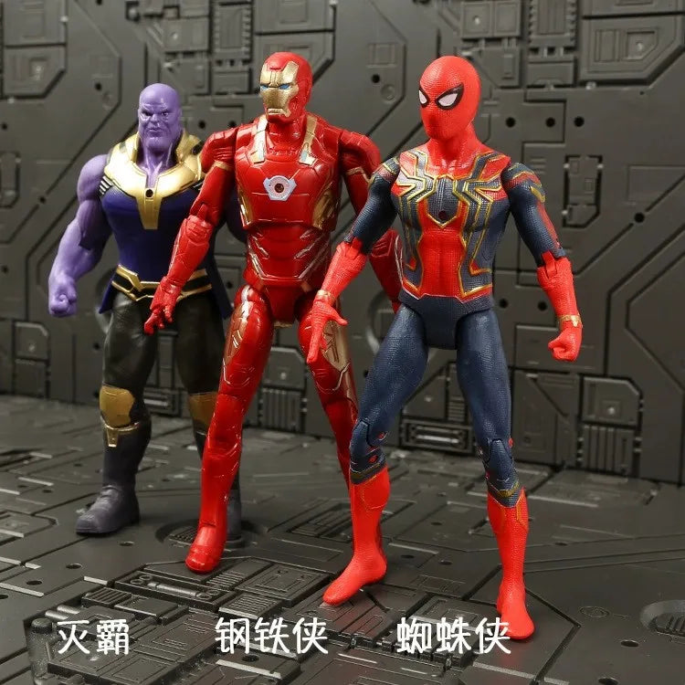 17 Cm Children Toys Marvel Anime Figures Spiderman Hulk Action Figure Iron Man Cartoon Kids Toy Christmas Gift Glow Doll Hobbies