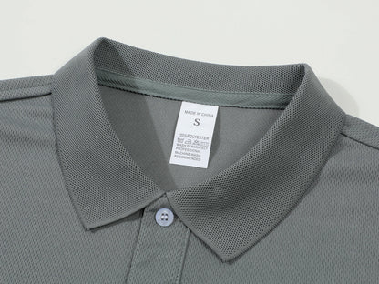 2025 New Summer Men's Short Sleeve Collar Tshirts New Solid Color Casual Polo Shirt Trendy Breathable Loose Basic Splice Top