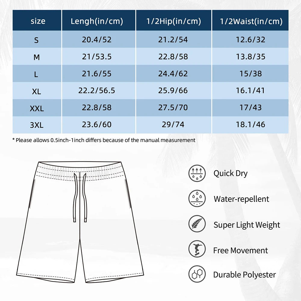 Add Design Board Shorts Summer Custom DIY Made Your Image Hawaii Board Short Pants Men Sportswear Quick Dry Design Swim Trunks